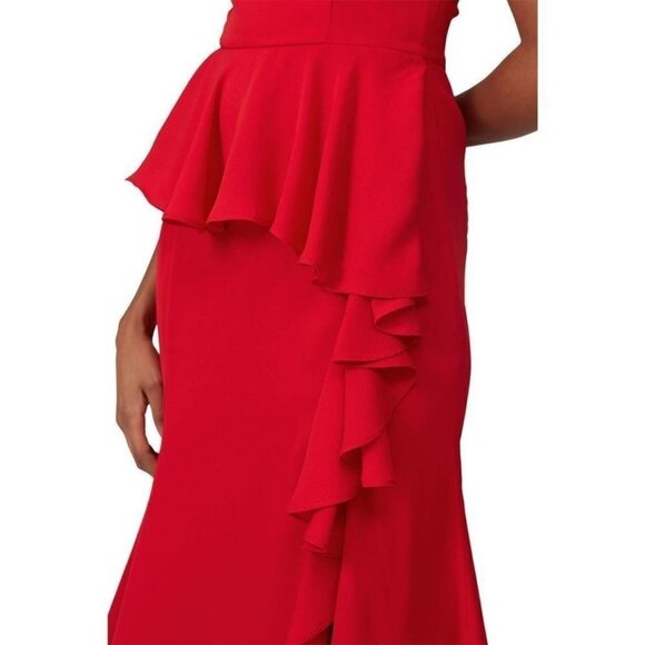 Prabal Gurung Cherry Red Ruffled Cocktail Sheath Midi Dress in Women's 14 - Picture 5 of 10